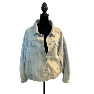 Cavalini Light Wash Oversized Denim Jacket Size Large